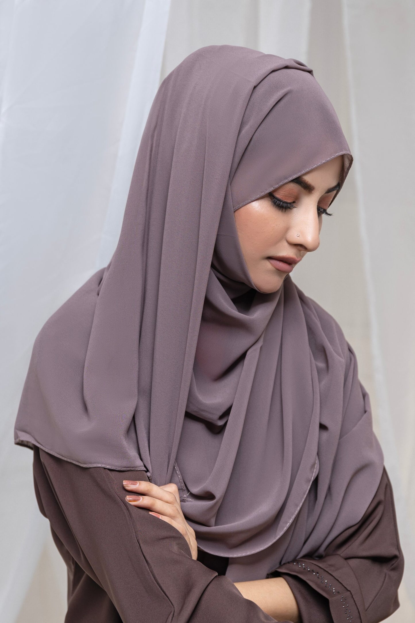 premium Georgette Hijab-Purple Gray