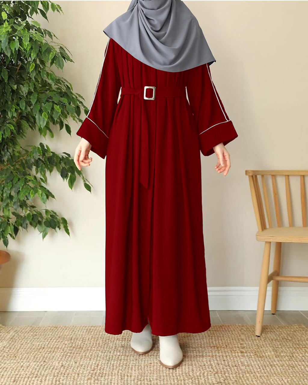 Zip Piping Abaya With Stoller