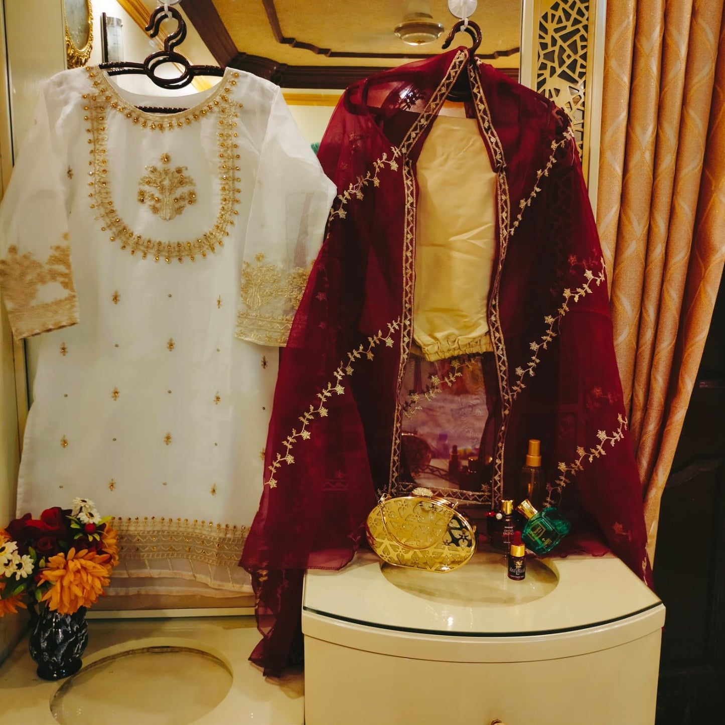 Handwork And Embroidery Shirt With Emb Dupatta 3piece