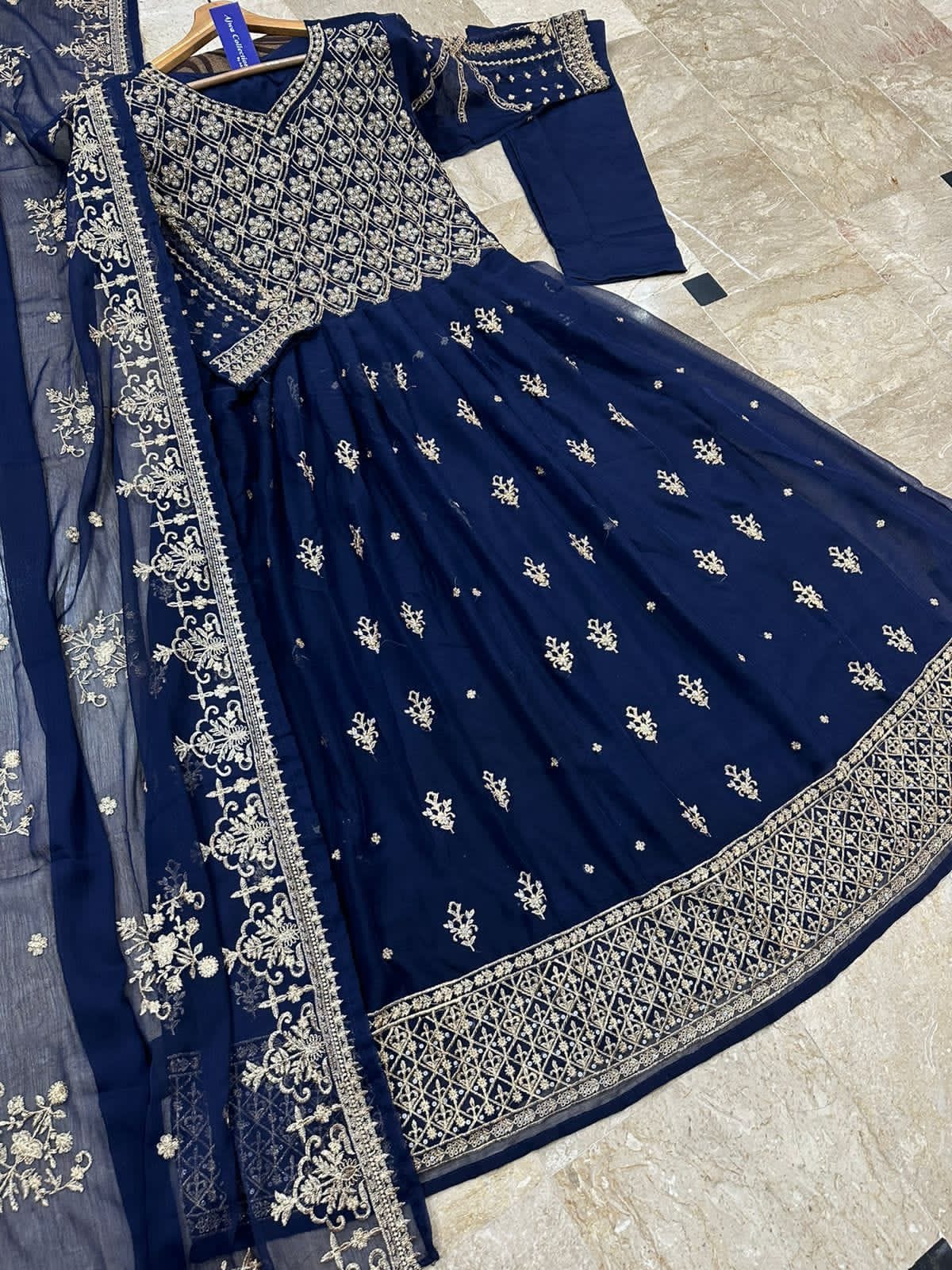 Heavy Embroidered Maxi,Dupatta And Trouser 3Pcs