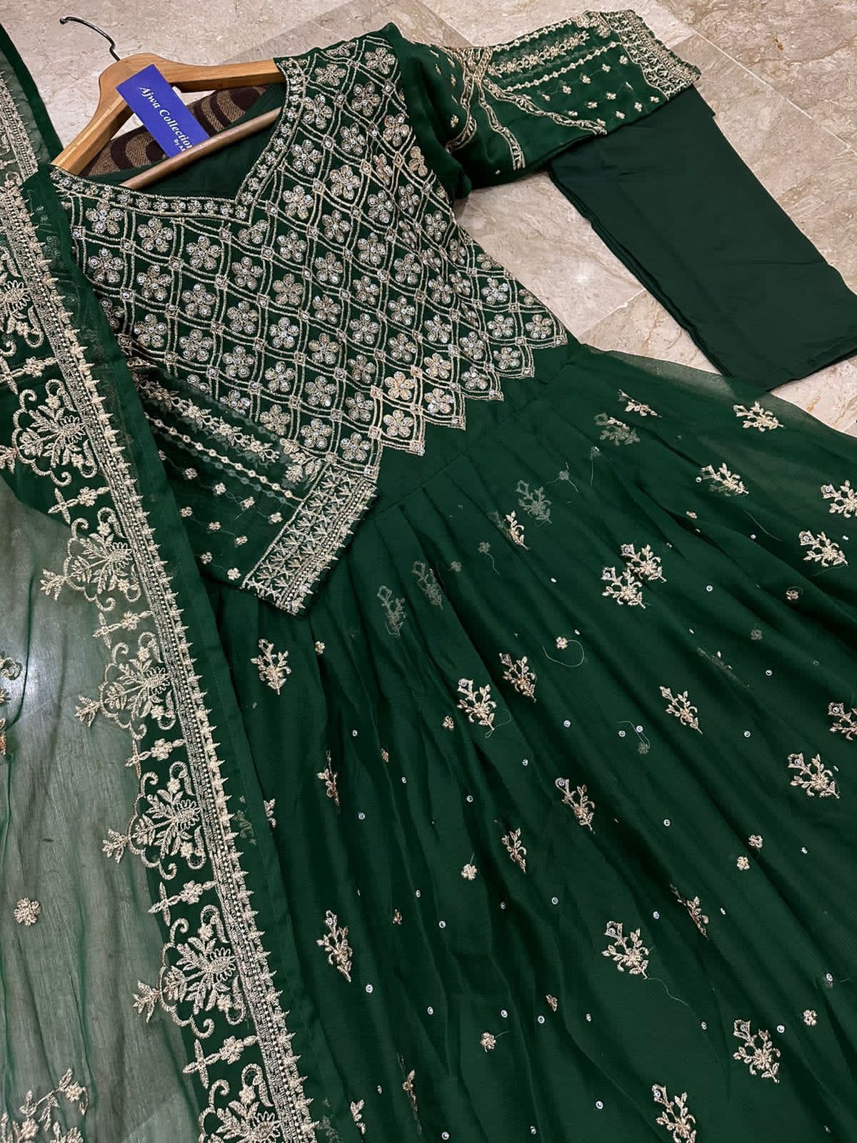 Heavy Embroidered Maxi,Dupatta And Trouser 3Pcs