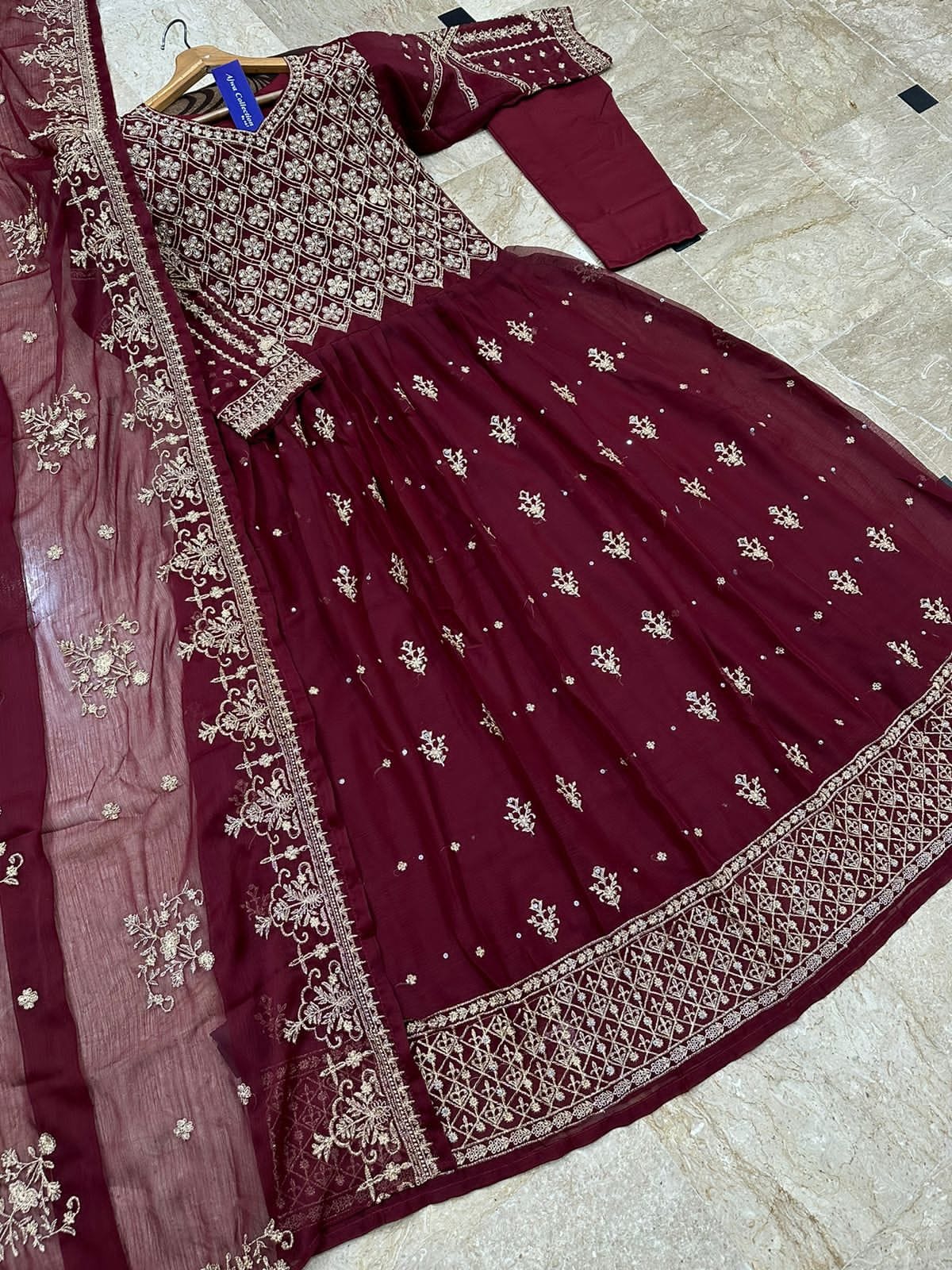 Heavy Embroidered Maxi,Dupatta And Trouser 3Pcs