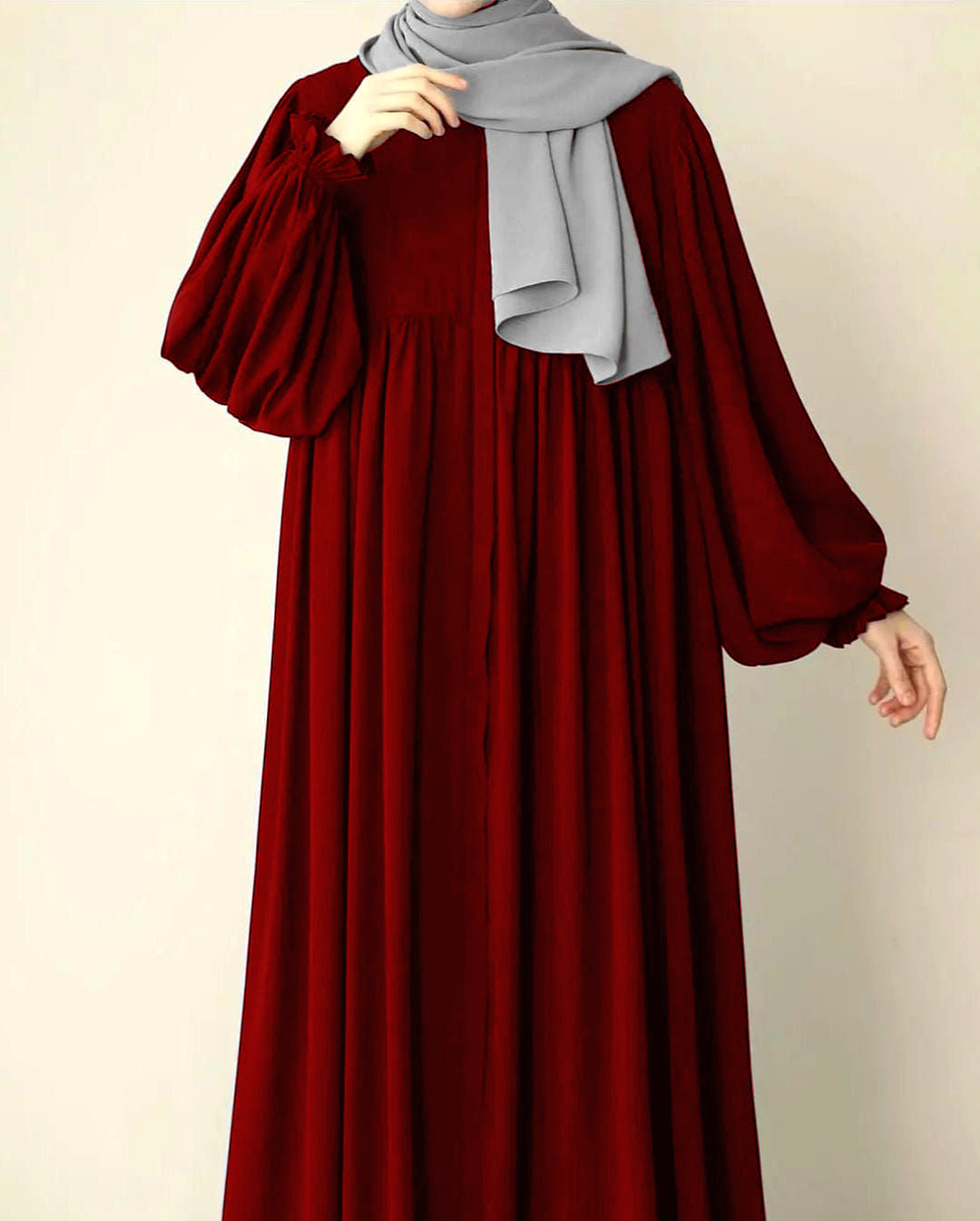 Front Platted Gum Zip Sleeves Punch Abaya With Stoller
