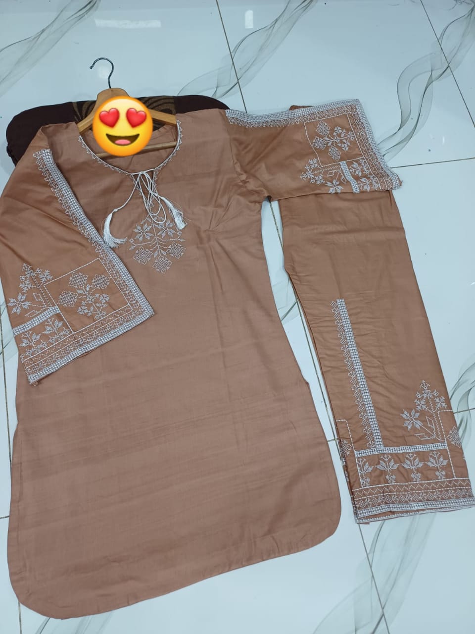Embroidery shirt With Emb Flapper 2Pcs
