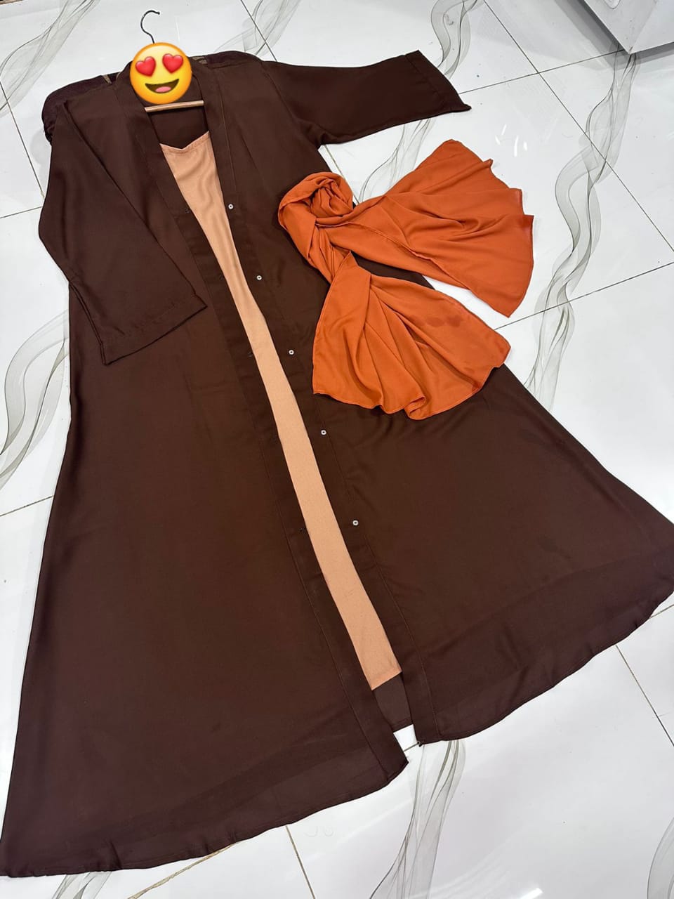 Chocolaty Gown Abaya With Stoller 