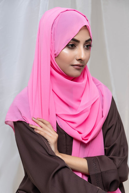 premium Georgette Hijab–Flamingo