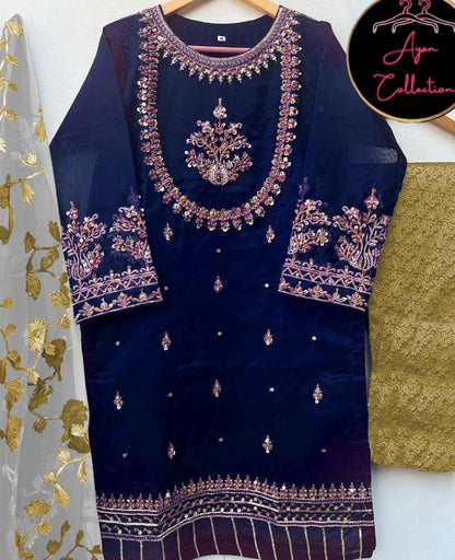 Handwork And Embroidery Shirt With Emb Dupatta 3piece