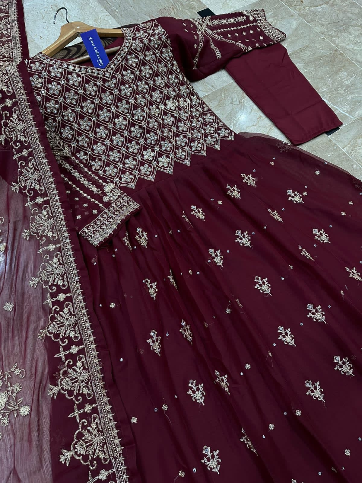 Heavy Embroidered Maxi,Dupatta And Trouser 3Pcs