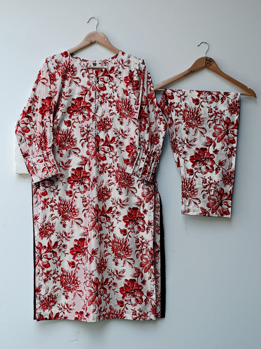 Hand Pearls Work Shirt Digital Printed 2Piece Cordset