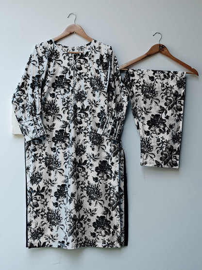 Hand Pearls Work Shirt Digital Printed 2Piece Cordset