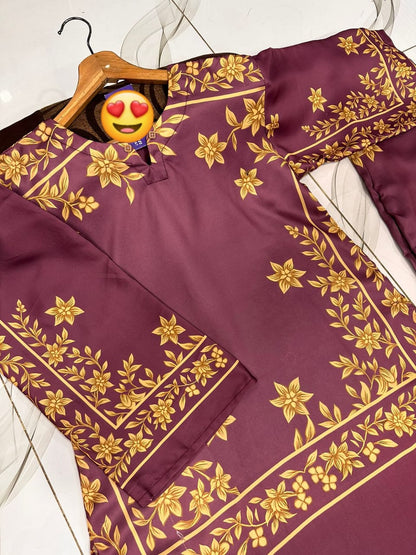Digital Printed Shamose Silk Cord Set 2Pcs