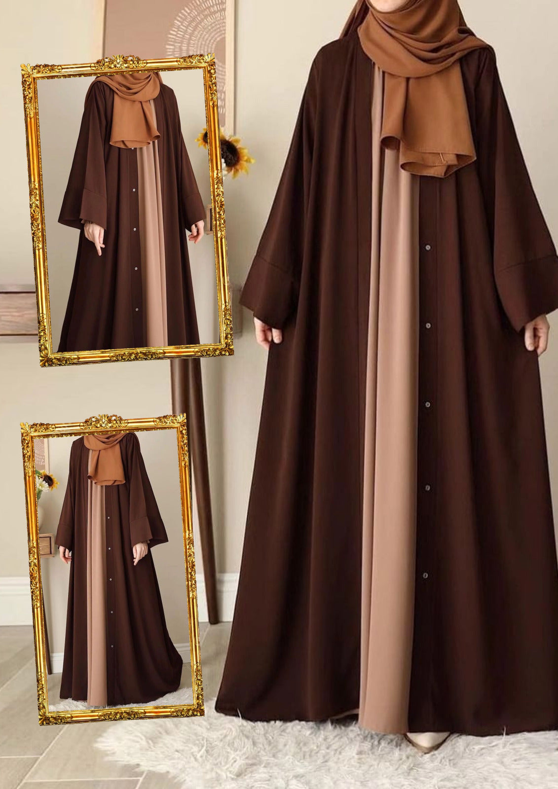 Chocolaty Gown Abaya With Stoller&nbsp;